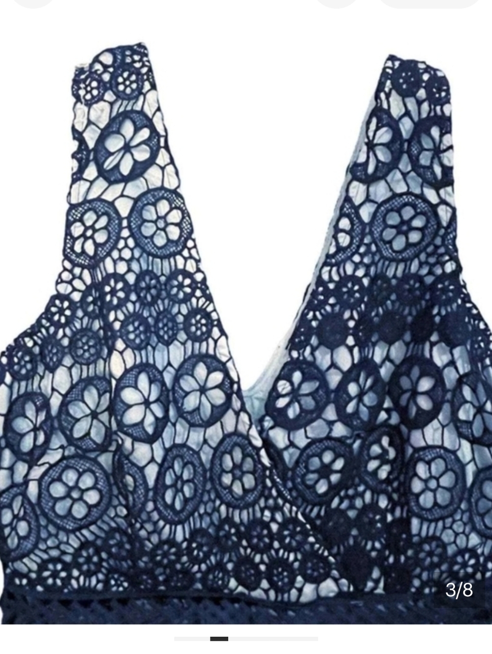 Forever My Love Navy Crochet Lace Skater Dress Nwt - Picture 6 of 8